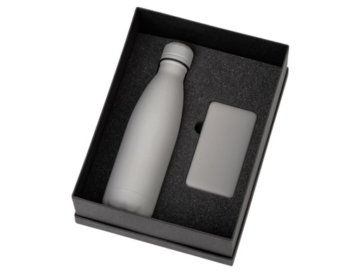 Подарочный набор с термобутылкой и повербанком С1, 5000 mAh, серый