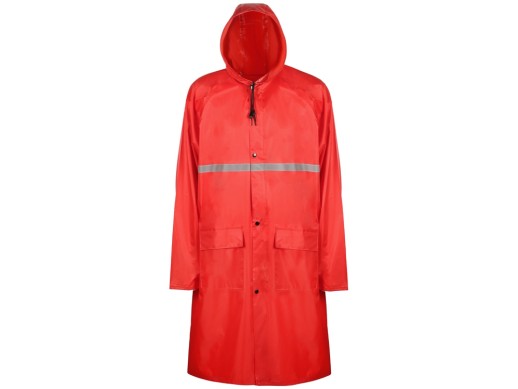 Длинный дождевик Lanai из полиэстера со светоотражающей тесьмой, красный с нанесением логотипа с нанесением логотипа