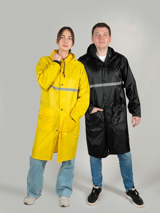 Длинный дождевик Lanai из полиэстера со светоотражающей тесьмой, красный с нанесением логотипа с нанесением логотипа