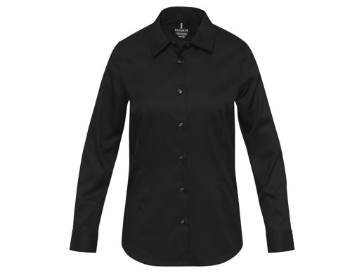 Citrine женская рубашка из твила - сплошной черный с нанесением логотипа с нанесением логотипа