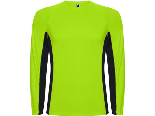 Футболка Shanghai  мужская с длинным рукавом, неоновый зеленый/черный с нанесением логотипа с нанесением логотипа