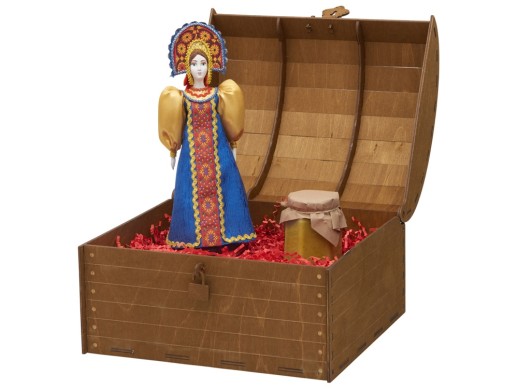 Подарочный набор: кукла фарфоровая, крем-мед, синий