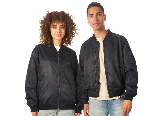 Куртка бомбер Antwerpen унисекс, черный с нанесением логотипа с нанесением логотипа