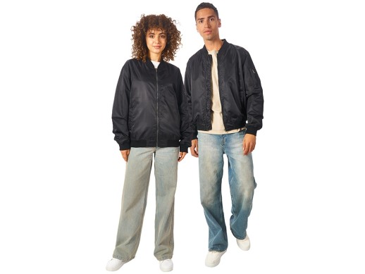 Куртка бомбер Antwerpen унисекс, черный с нанесением логотипа с нанесением логотипа