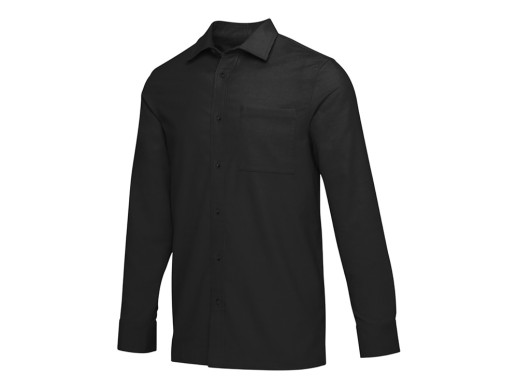 Alum вельветовая рубашка унисекс - сплошной черный с нанесением логотипа с нанесением логотипа