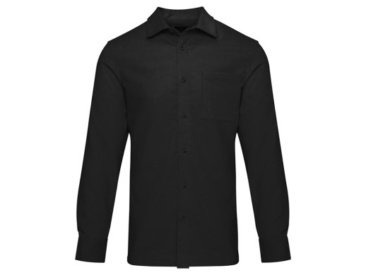 Alum вельветовая рубашка унисекс - сплошной черный с нанесением логотипа с нанесением логотипа