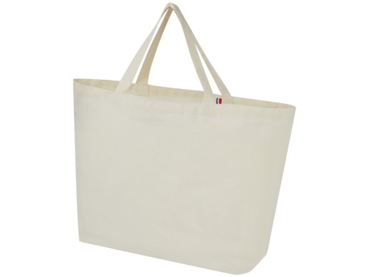 Переработанная эко-сумка Cannes плотностью 200 г/м2 вторичной переработки - Натуральный с нанесением логотипа с нанесением логотипа