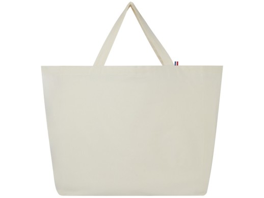 Переработанная эко-сумка Cannes плотностью 200 г/м2 вторичной переработки - Натуральный с нанесением логотипа с нанесением логотипа