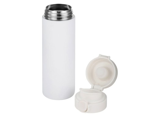 Вакуумная термокружка Waterline c кнопкой Guard, 400 мл, тубус, белый (Р)