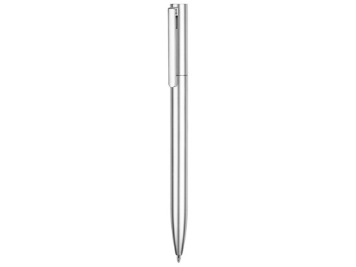 Пластиковая шариковая ручка Leon, серебристый металлик с нанесением логотипа с нанесением логотипа