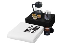 Подарочный набор c пледом, френчпрессом, чаем и медом, белый