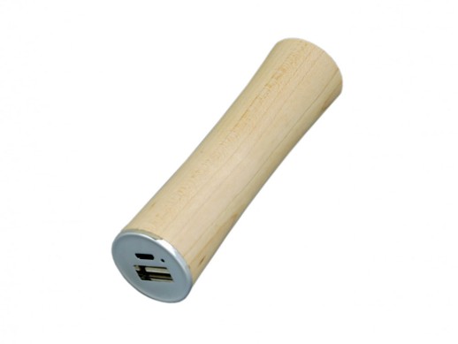 PB_wood2 Универсальное зарядное устройство power bank круглой формы. 2200MAH. Белый с нанесением логотипа с нанесением логотипа