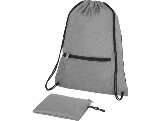 Складной рюкзак со шнурком Coss, heather medium grey с нанесением логотипа с нанесением логотипа