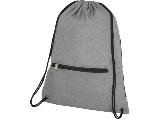 Складной рюкзак со шнурком Coss, heather medium grey с нанесением логотипа с нанесением логотипа
