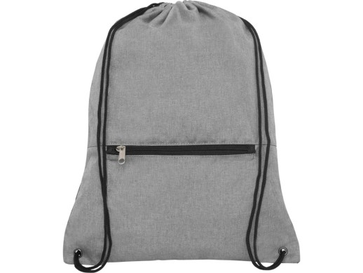 Складной рюкзак со шнурком Coss, heather medium grey с нанесением логотипа с нанесением логотипа