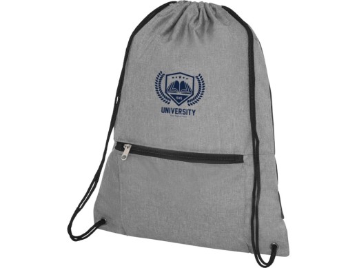 Складной рюкзак со шнурком Coss, heather medium grey с нанесением логотипа с нанесением логотипа