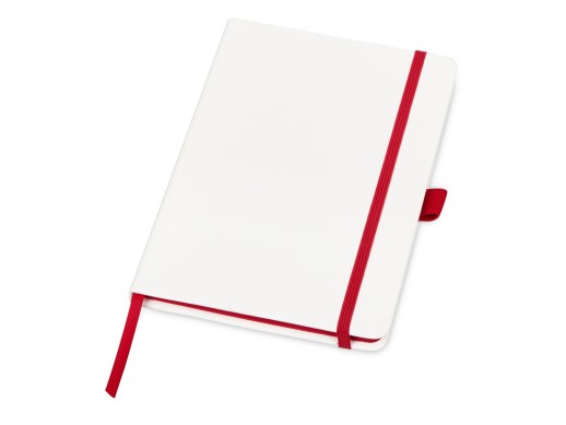 Блокнот ColorNote White, твердая обложка A5, 80 листов, белый с красным с нанесением логотипа с нанесением логотипа