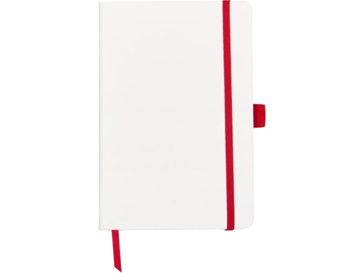 Блокнот ColorNote White, твердая обложка A5, 80 листов, белый с красным с нанесением логотипа с нанесением логотипа