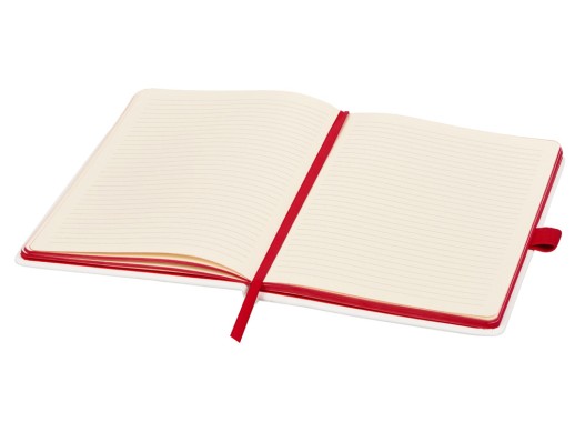 Блокнот ColorNote White, твердая обложка A5, 80 листов, белый с красным с нанесением логотипа с нанесением логотипа