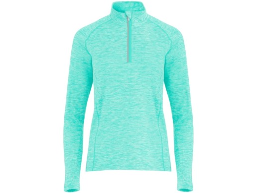 Толстовка с воротом на молнии женская Melbourne, ментоловый меланж с нанесением логотипа с нанесением логотипа