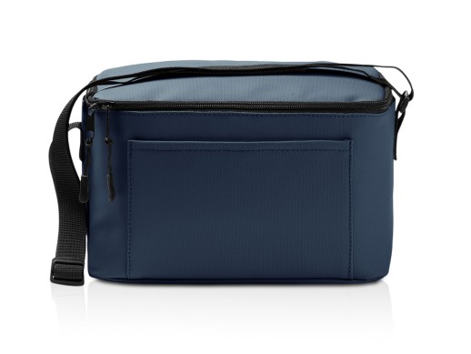 Сумка-холодильник из искусственной кожи с регулируемыми ручками Дэнвер (DENVER), темно-синий с нанесением логотипа с нанесением логотипа