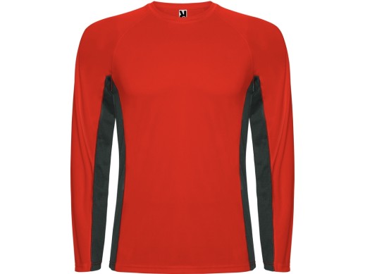 Футболка Shanghai мужская с длинным рукавом, красный/графитовый с нанесением логотипа с нанесением логотипа