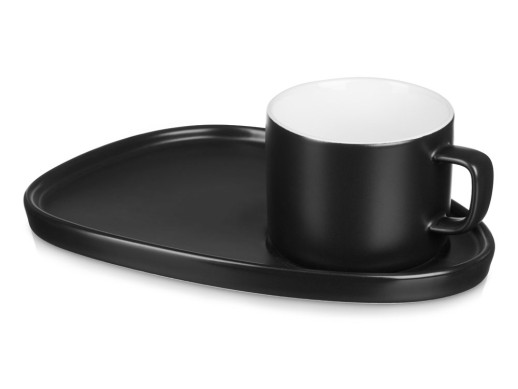 Чайная пара Brighton : блюдце овальное, чашка, коробка, черный