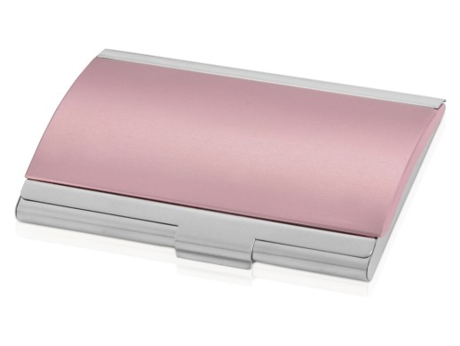 Визитница Смит, розовый/серебристый с нанесением логотипа с нанесением логотипа