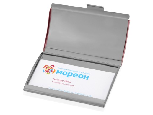 Визитница Смит, розовый/серебристый с нанесением логотипа с нанесением логотипа