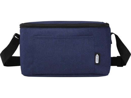 Tundra сумка-холодильник на 6 банок из переработанного РЕТ-пластика - Heather navy с нанесением логотипа с нанесением логотипа