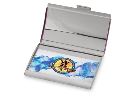 Визитница Смит, фиолетовый/серебристый с нанесением логотипа с нанесением логотипа