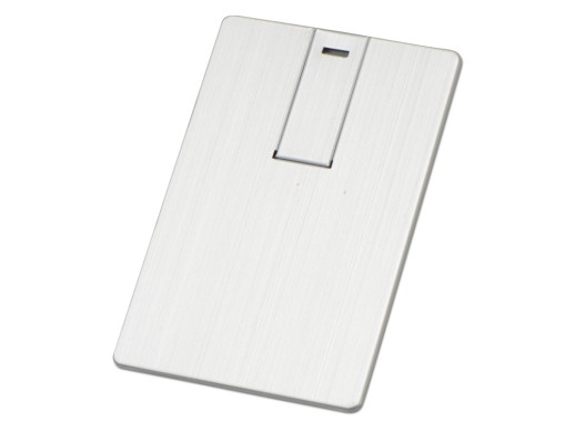 Флеш-карта USB 2.0 64 Gb в виде металлической карты Card Metal, серебристый с нанесением логотипа с нанесением логотипа