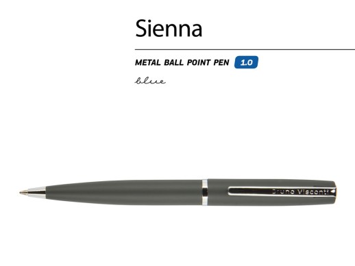 Ручка металлическая шариковая Sienna, софт-тач, 1.0 мм, серая