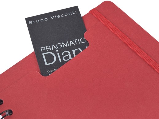 Ежедневник недатированный на гребне А5 Pragmatic, красный с нанесением логотипа с нанесением логотипа