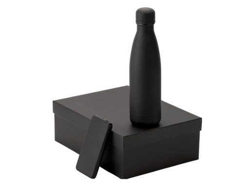 Подарочный набор с термобутылкой и повербанком С2, черный