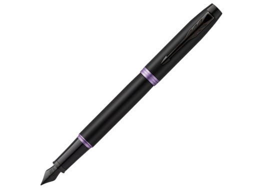 Перьевая ручка Parker IM Vibrant Rings Flame Amethyst Purple, стержень:F, цвет чернил: blue, в подарочной упаковке. с нанесением логотипа с нанесением логотипа