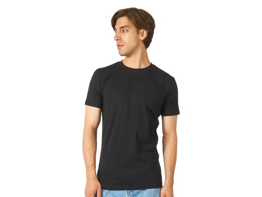 Футболка HD Fit короткий рукав с эластаном, мужская, чёрный с нанесением логотипа с нанесением логотипа