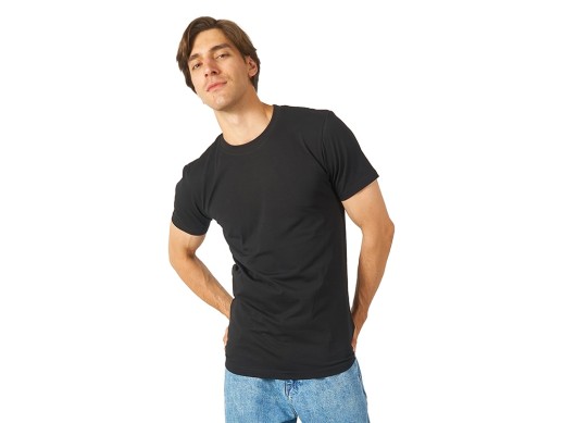 Футболка HD Fit короткий рукав с эластаном, мужская, чёрный с нанесением логотипа с нанесением логотипа