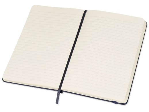 Записная книжка Moleskine Classic (в линейку) в твердой обложке, Medium (11,5x18 см), синий с нанесением логотипа с нанесением логотипа