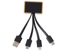 Кабель 3-в-1 с подсветкой лого Reedia S6, бамбук, черный