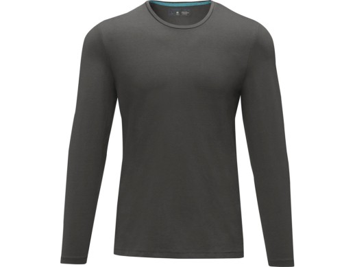 Ponoka мужская футболка из органического хлопка, длинный рукав, storm grey с нанесением логотипа с нанесением логотипа