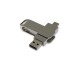 USB 2.0- флешка на 32 Гб поворотный механизм 2 в 1, c дополнительным разъемом Type-C с одноцветным металлическим клипом, серебристый