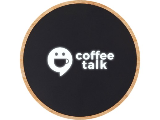 Беспроводное зарядное устройство с подсветкой лого Reedia S3, 15 Вт, бамбук, черный