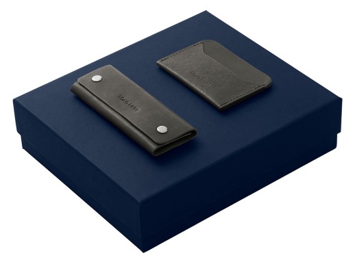 Подарочный набор Long River: картхолдер, ключница, синяя коробка