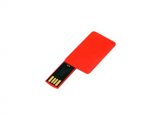 USB-флешка на 8 Гб в виде пластиковой карточки, красный с нанесением логотипа с нанесением логотипа