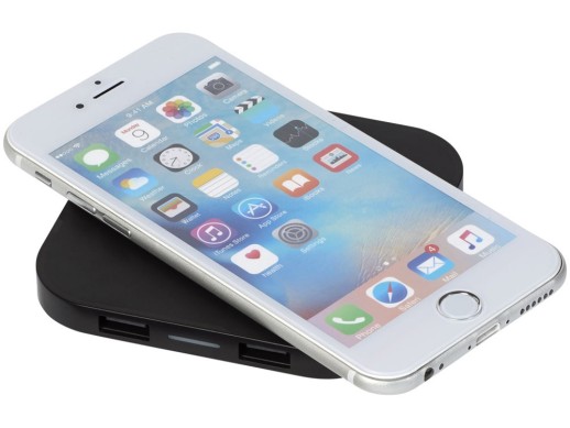 Беспроводное зарядное устройство-хаб Ozone, черный с нанесением логотипа с нанесением логотипа