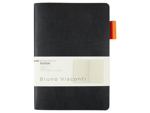 Ежедневник недатированный А5 Boston, черный (оранжевый обрез)