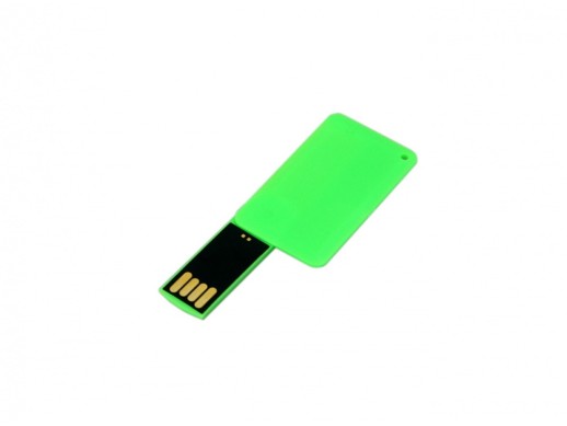 USB-флешка на 8 Гб в виде пластиковой карточки, зеленый с нанесением логотипа с нанесением логотипа