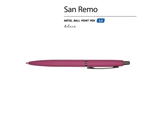 Ручка металлическая шариковая San Remo, софт-тач, 1.0 мм, бордовый