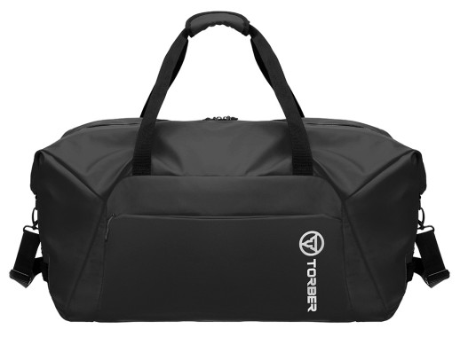 Сумка дорожная TORBER РИТМ, чёрная, полиэстер 900D с PU покрытием, 65 х 37 х 34 см с нанесением логотипа с нанесением логотипа